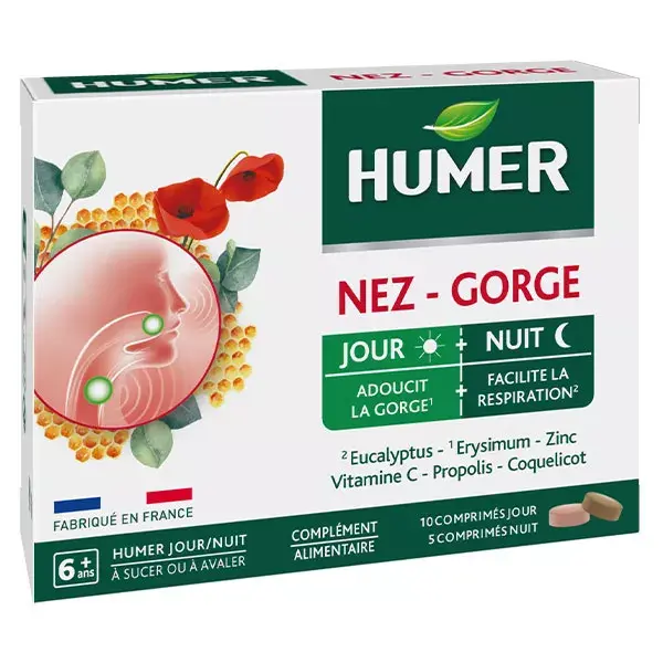 Humer Nariz/Garganta - melhora o conforto respiratório - a partir dos 6 anos de idade - 15 comprimidos