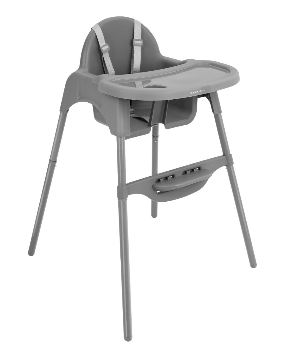 Kikkaboo Hochstuhl 2 in 1 Jammy, Kinderstuhl, Fußstütze, Gurt, Bechervertiefung grau
