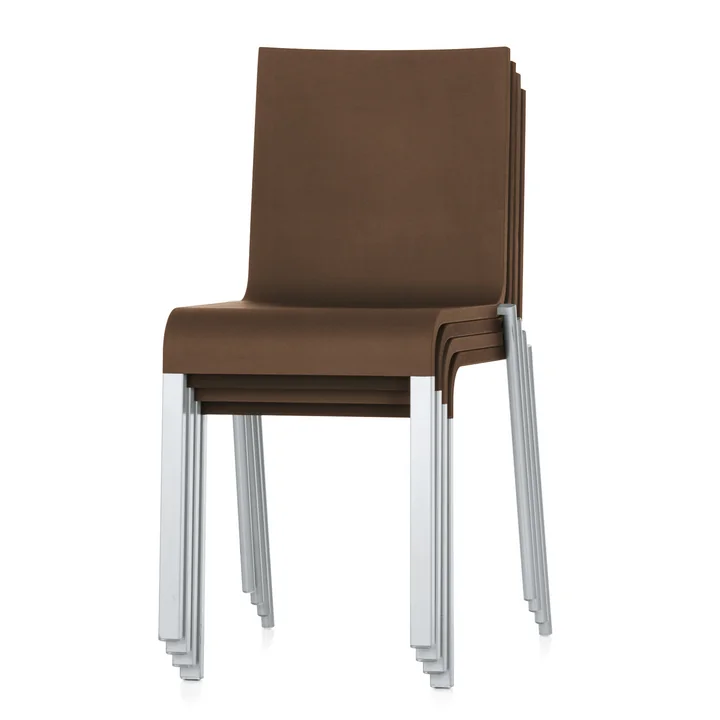 Vitra - .03 Stuhl stapelbar, pulverbeschichtet silber glatt / basic dark (Kunststoffgleiter)