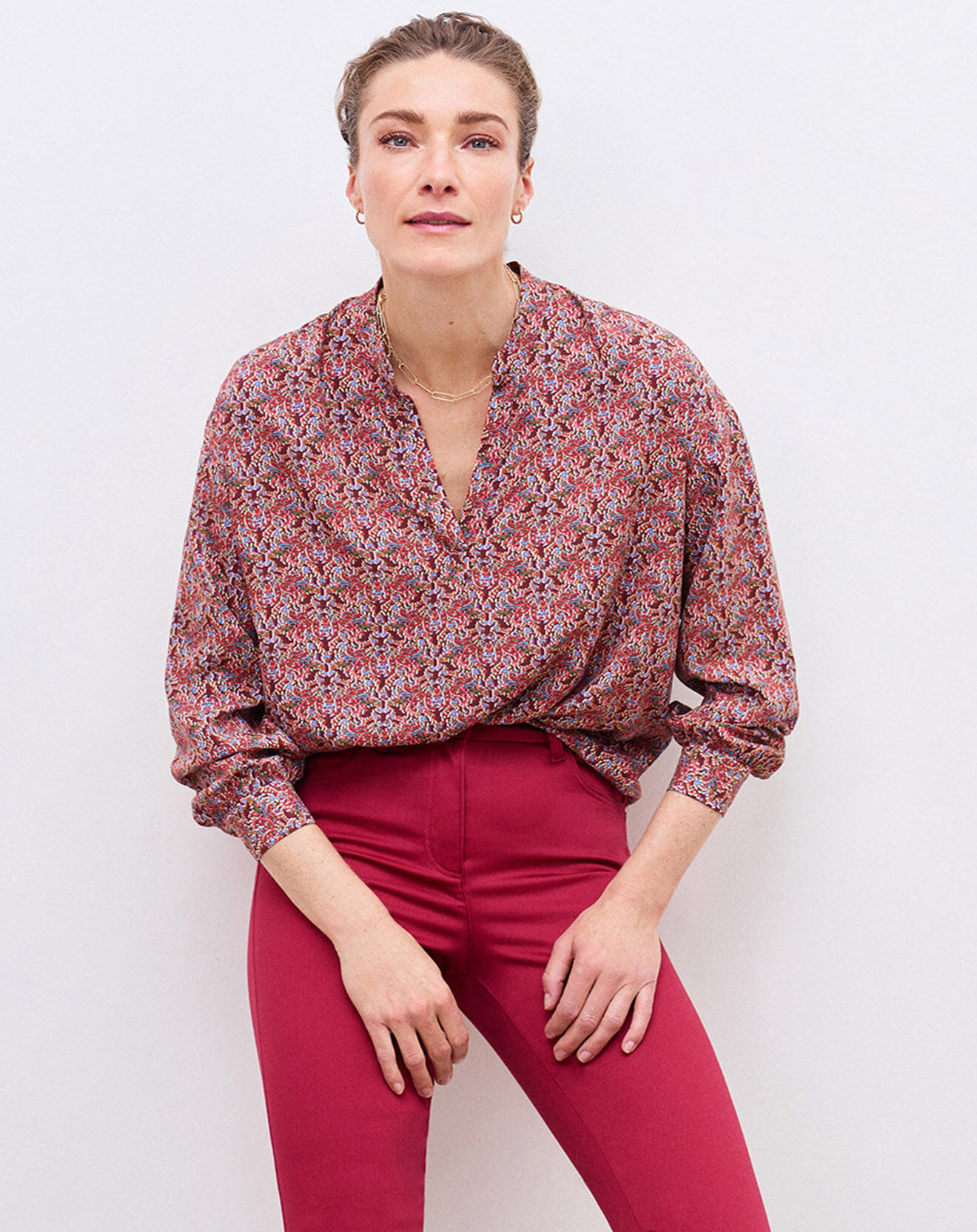 Caroll Chemise Candice imprimée framboise