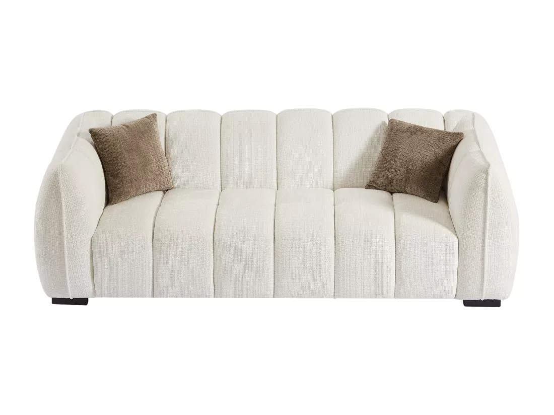 Canapé 3 places en tissu texturé beige BASDIO