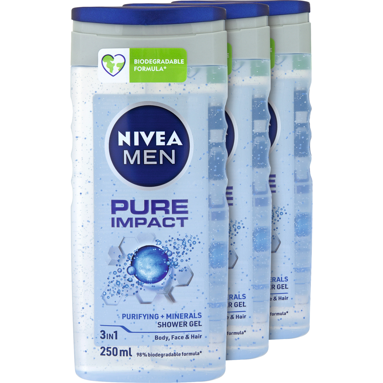 Nivea Men 3in1 Pflegedusche Pure Impact 3 x 250 ml