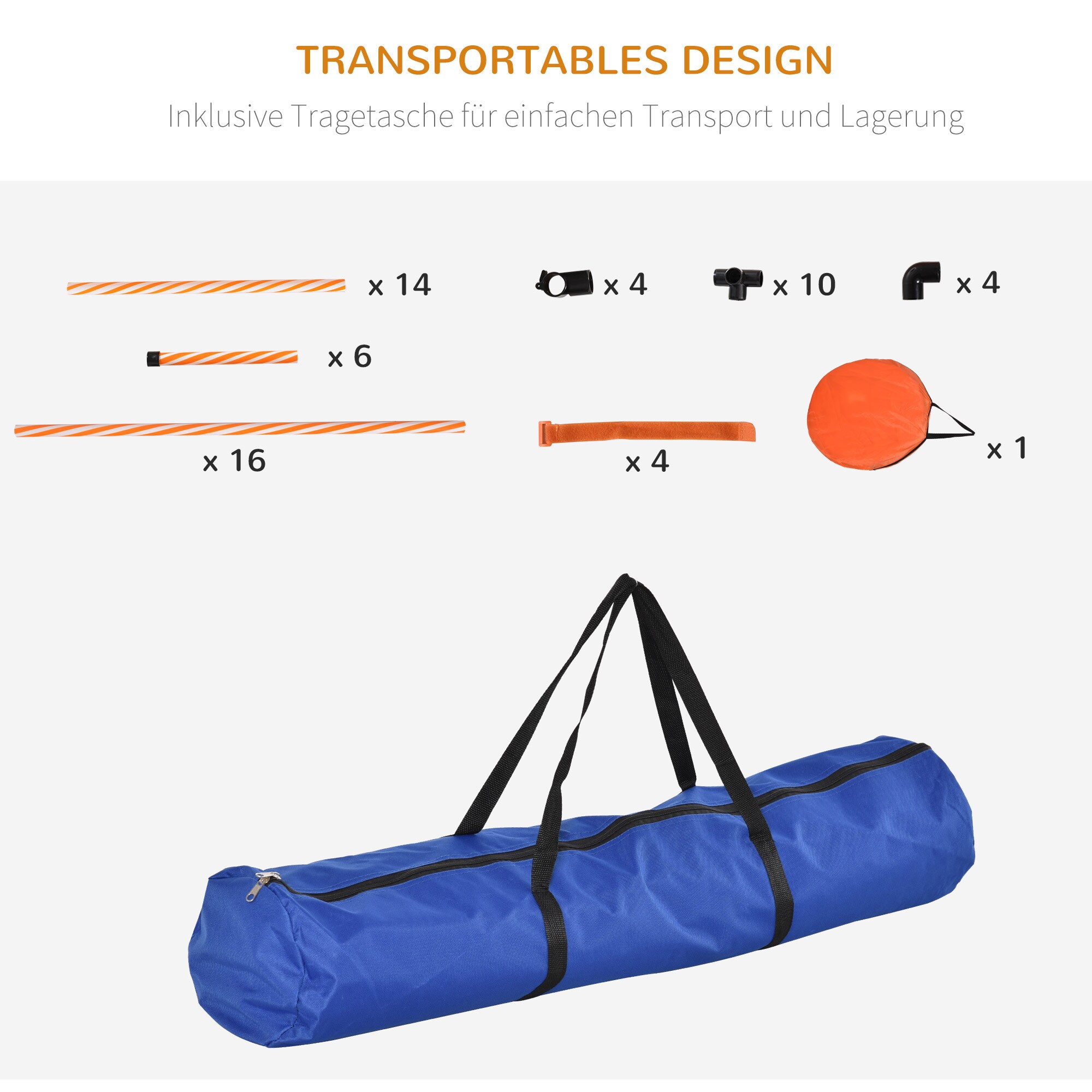 PawHut Hunde Agility Set 5-teilig orange, weiß 328 x 67 x 93 cm (LxBxH)