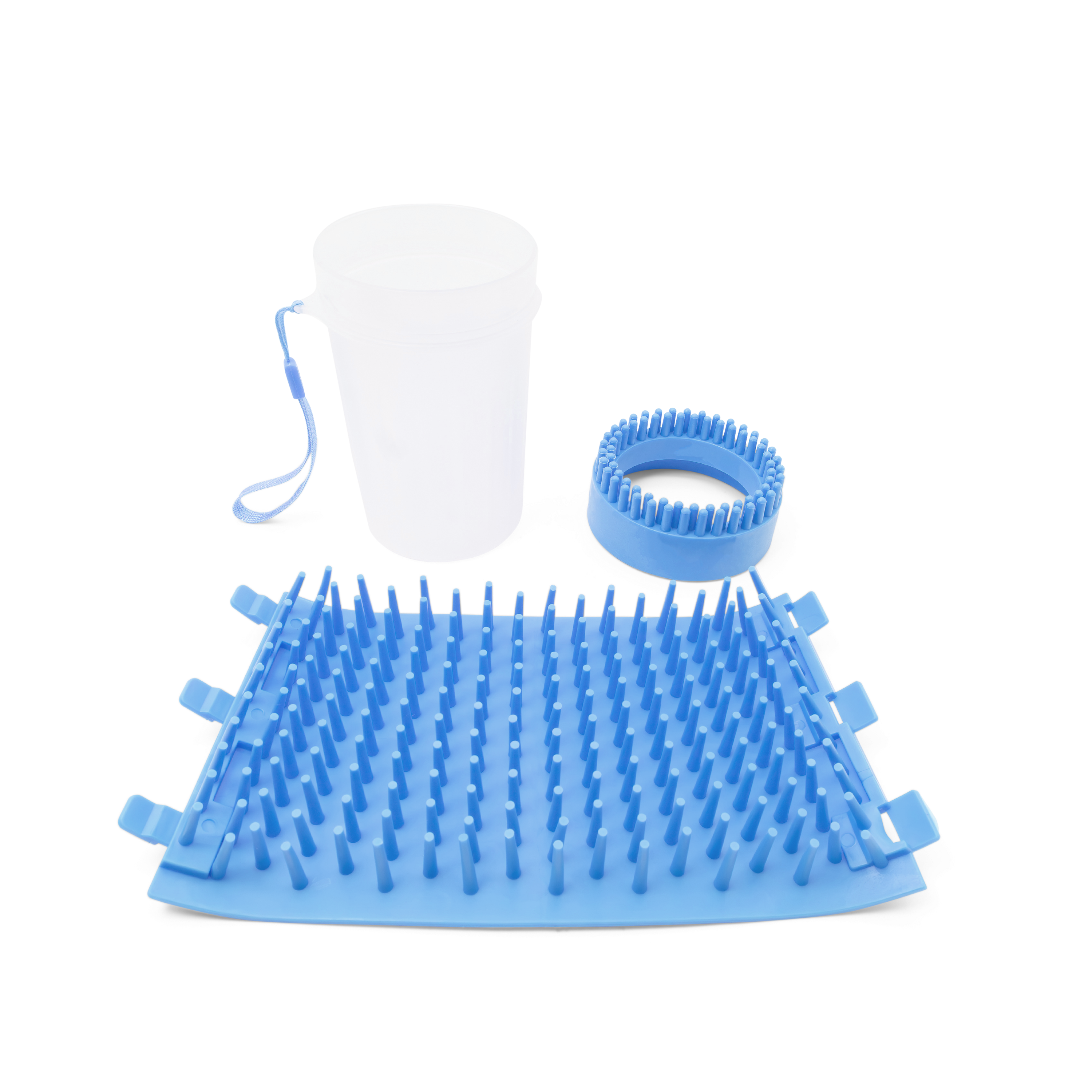 (24x11cm) Silikon Pfoten Reiniger Haustier Pflege Bürste Reinigungsbecher   Handschlaufe für Hunde / Katzen - Blau
