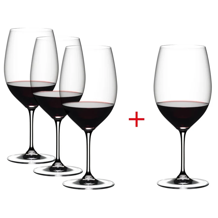 Riedel - Vinum Weingläser, Cabernet / Merlot, transparent, 610 ml (3 1 gratis)