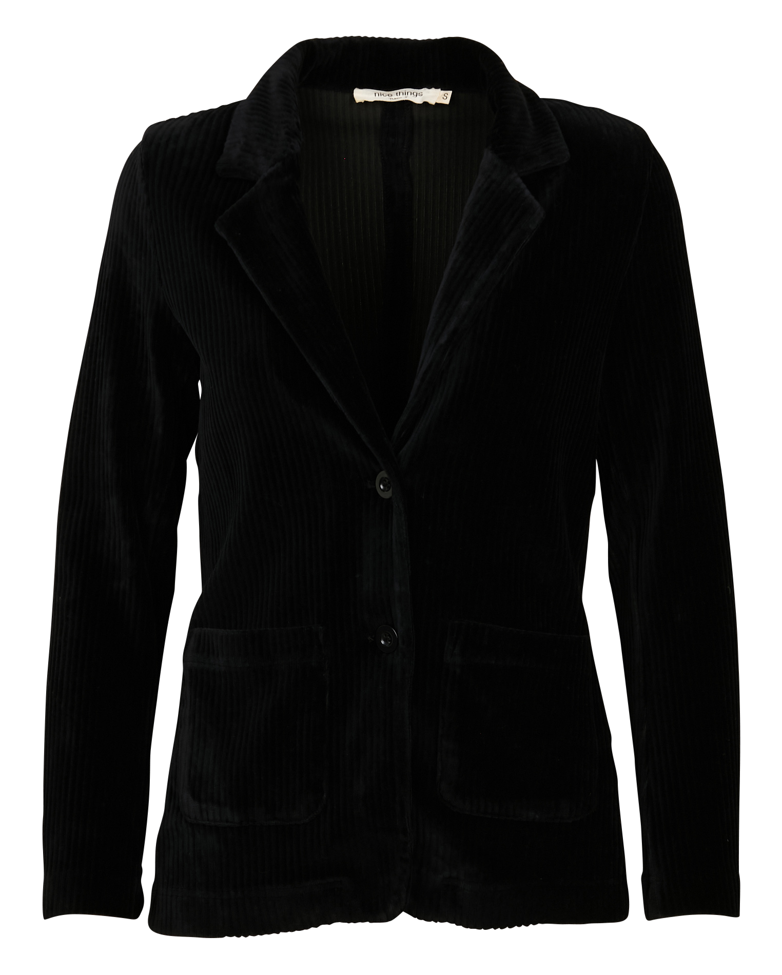 BLazer col tailleur en coton mélangé | Noir