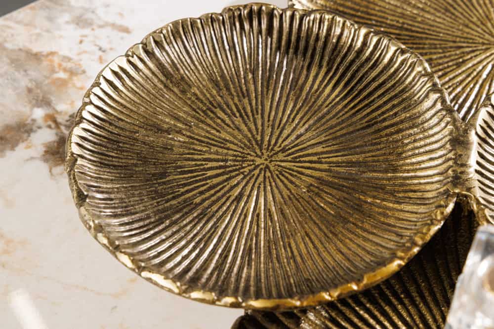 Handgefertigte XXL Deko Schale ABSTRACT LEAF 45cm gold Metall Aluminium Schmuckablage