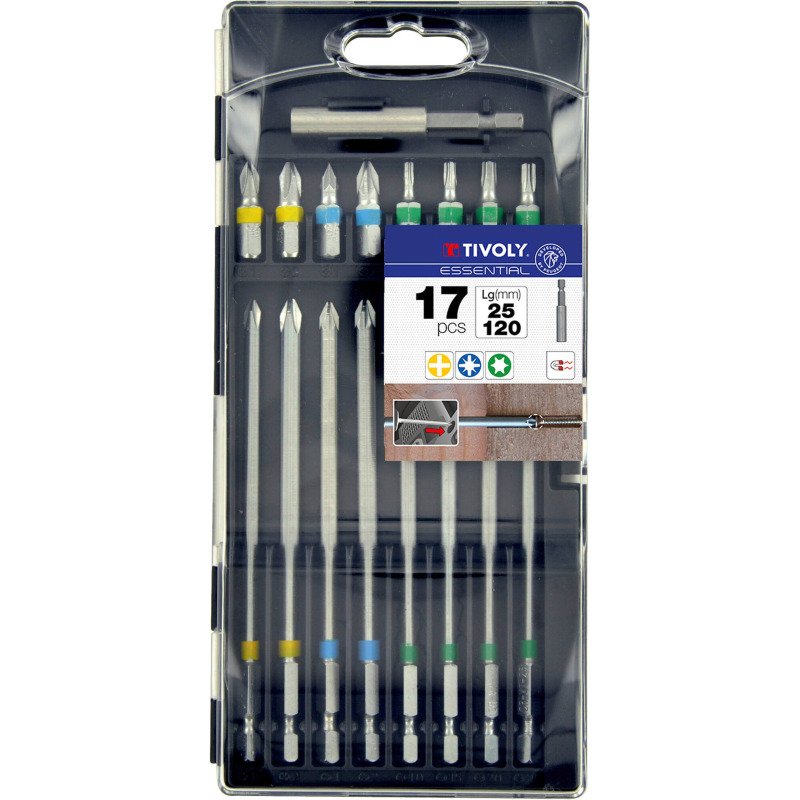 Coffret de vissage 17 pièces Tivoly Technic Embouts extra longs + porte-embout magnétique