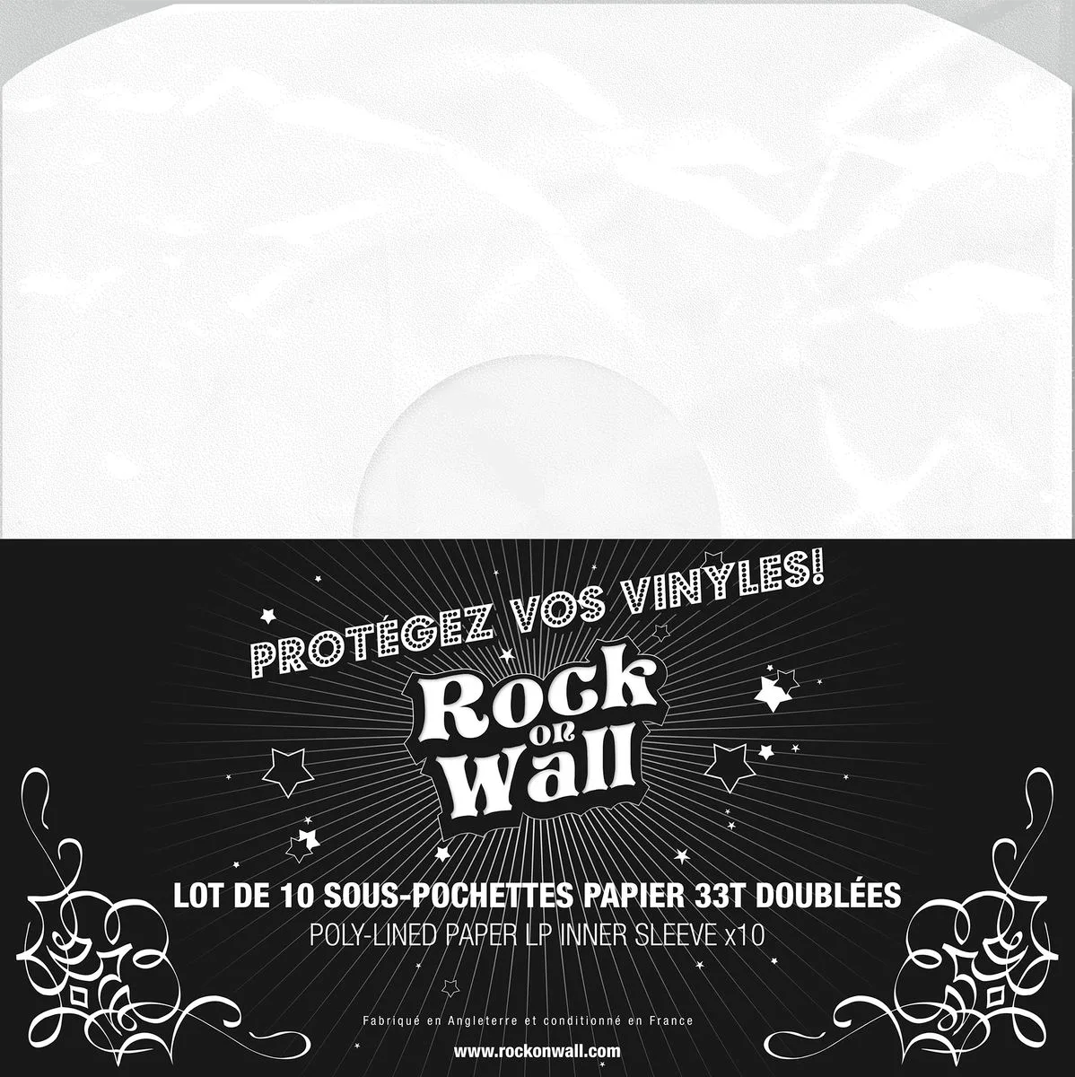 Rock on Wall Sous-pochette papier doublée 33T (lot de 10) Pochettes vinyles