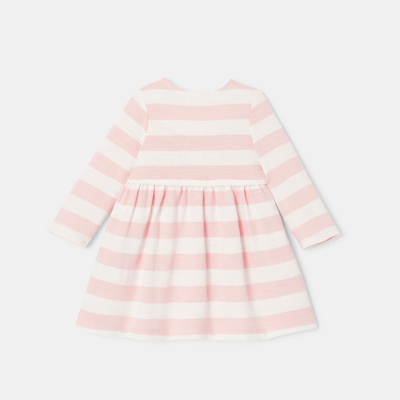 Robe à manches longues en coton bio rose bébé fille Absorba