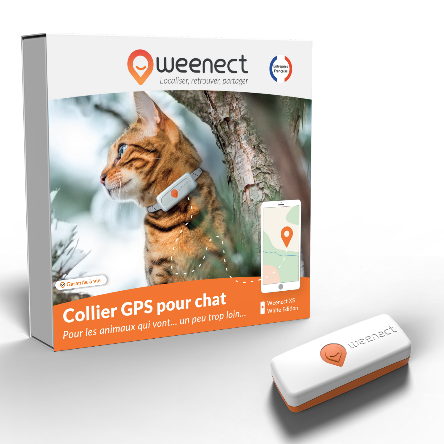 XS - collier gps pour chat ( white edition 2023)
