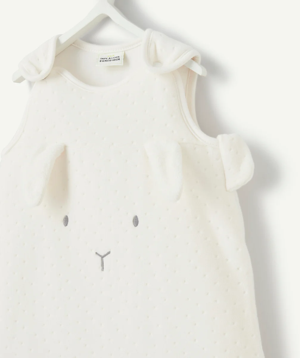 GIGOTEUSE BÉBÉ BLANCHE EN VELOURS ET REMBOURRAGE RECYCLÉ