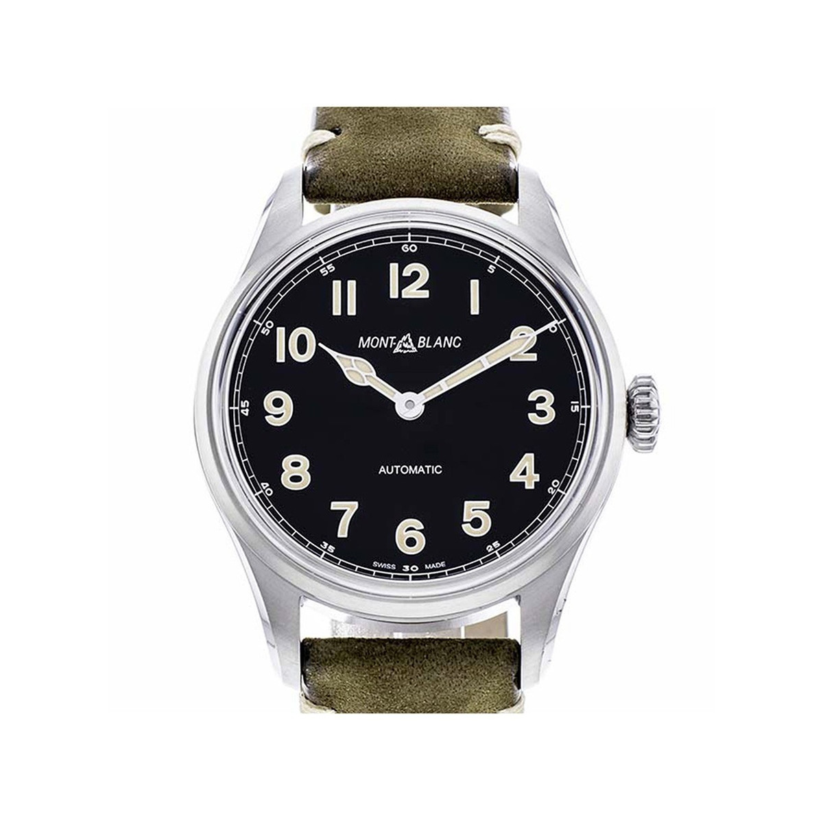 Montre d'occasion Montblanc 1858 automatique homme acier cuir marron