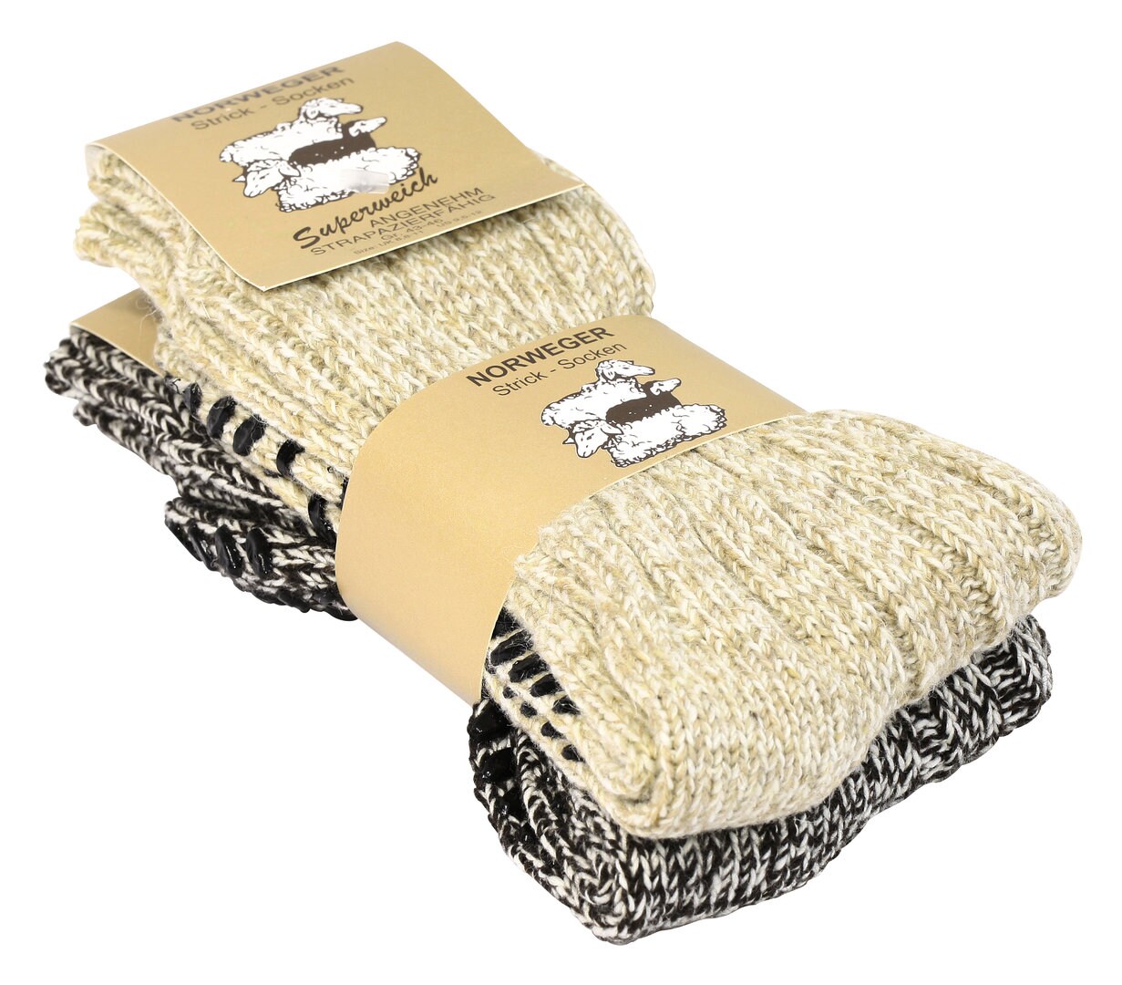 Cotton Prime® 2 Paar Norweger Woll-Strick-Socken