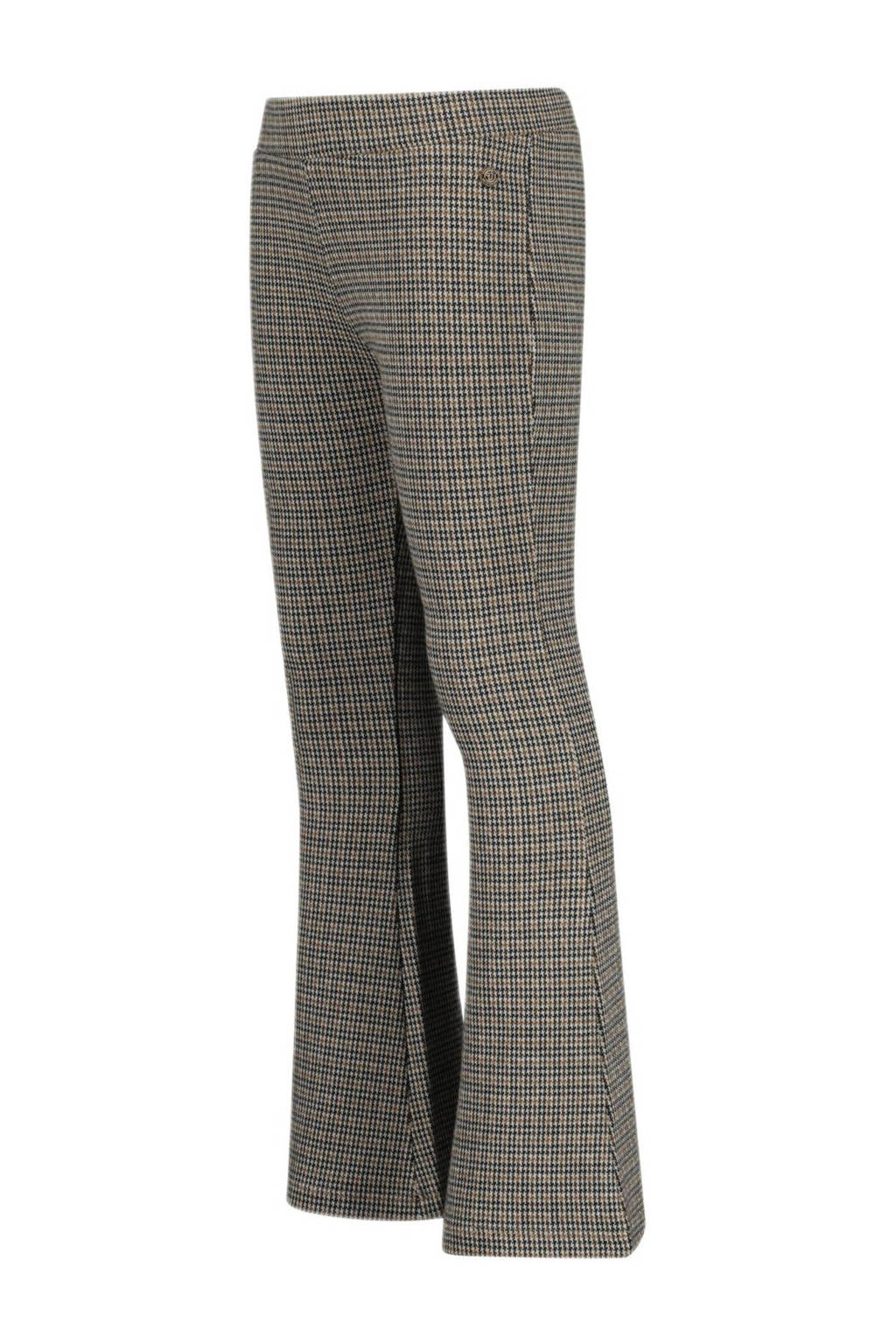 Vingino flared broek Sonje met pied-de-poule beige/bruin