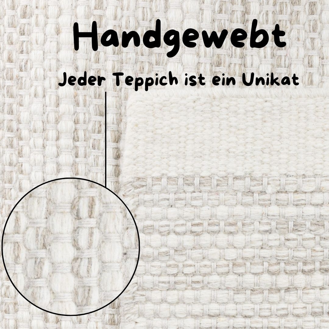 GOODproduct Wollteppich »Woolscape« rund 10 mm Höhe Wendeteppich, handgewebte Qualität, meliert, reine Wolle, Wohnzimmer