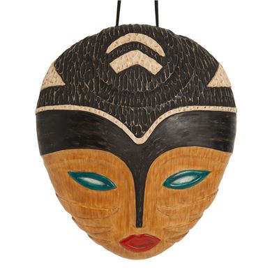 Masque africain en résine effet bois