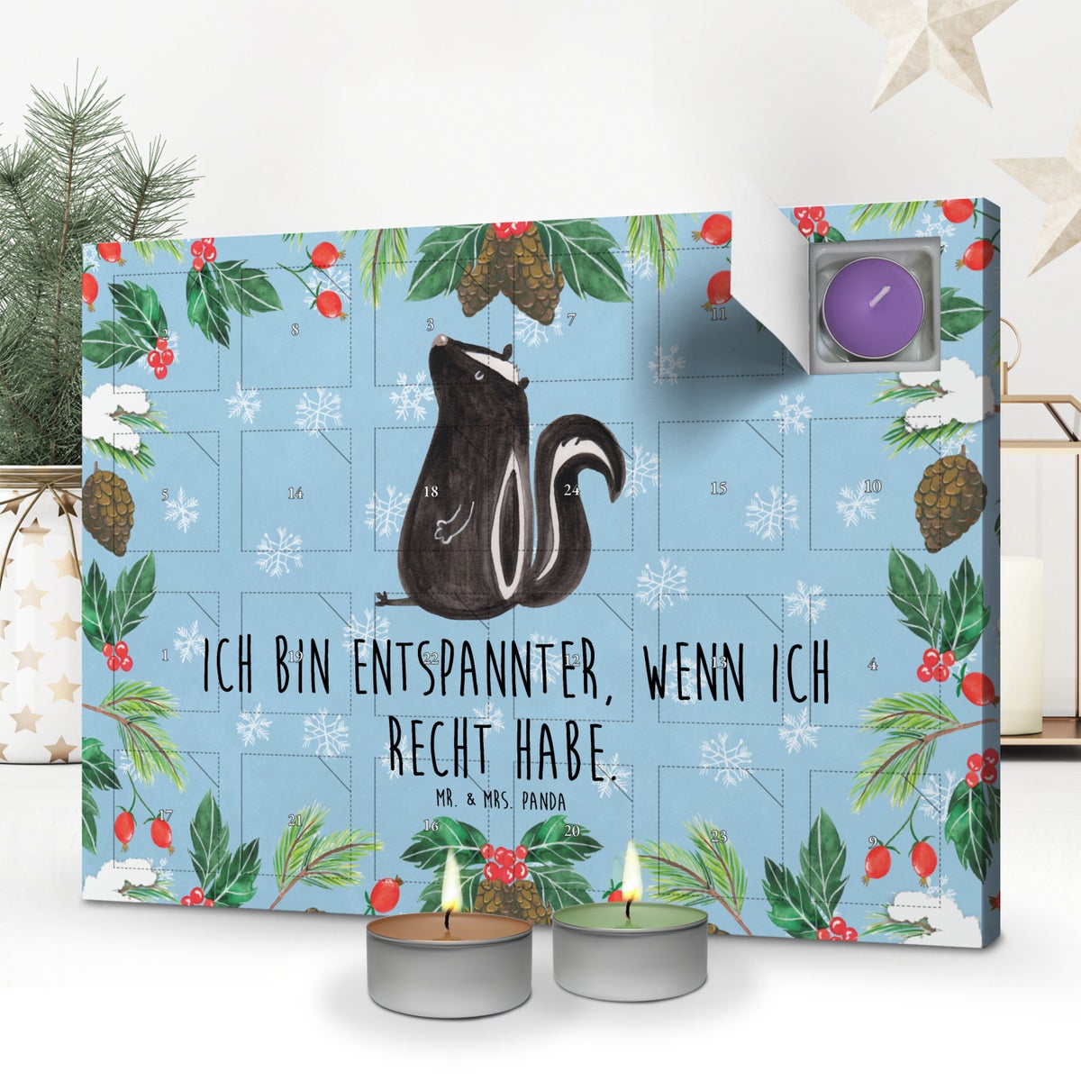 Mr. & Mrs. Panda Geurkaars Adventskalender Stinkdier Zittend - Pastelblauw