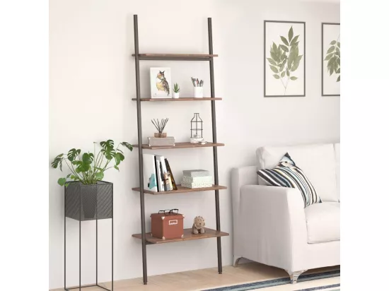 Étagère inclinée à 5 niveaux Marron foncé et noir 64x34x185,5cm