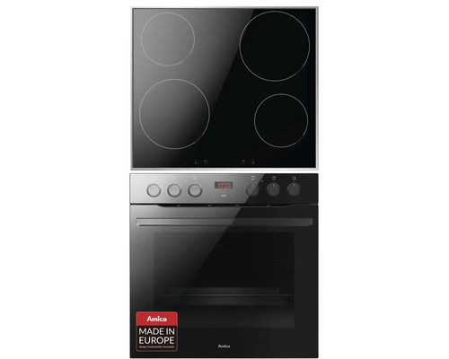 Amica oven- en kookplaatset met inductiekookplaat van glaskeramiek EHIX 933 133 S, bruikbare inhoud 77 l
