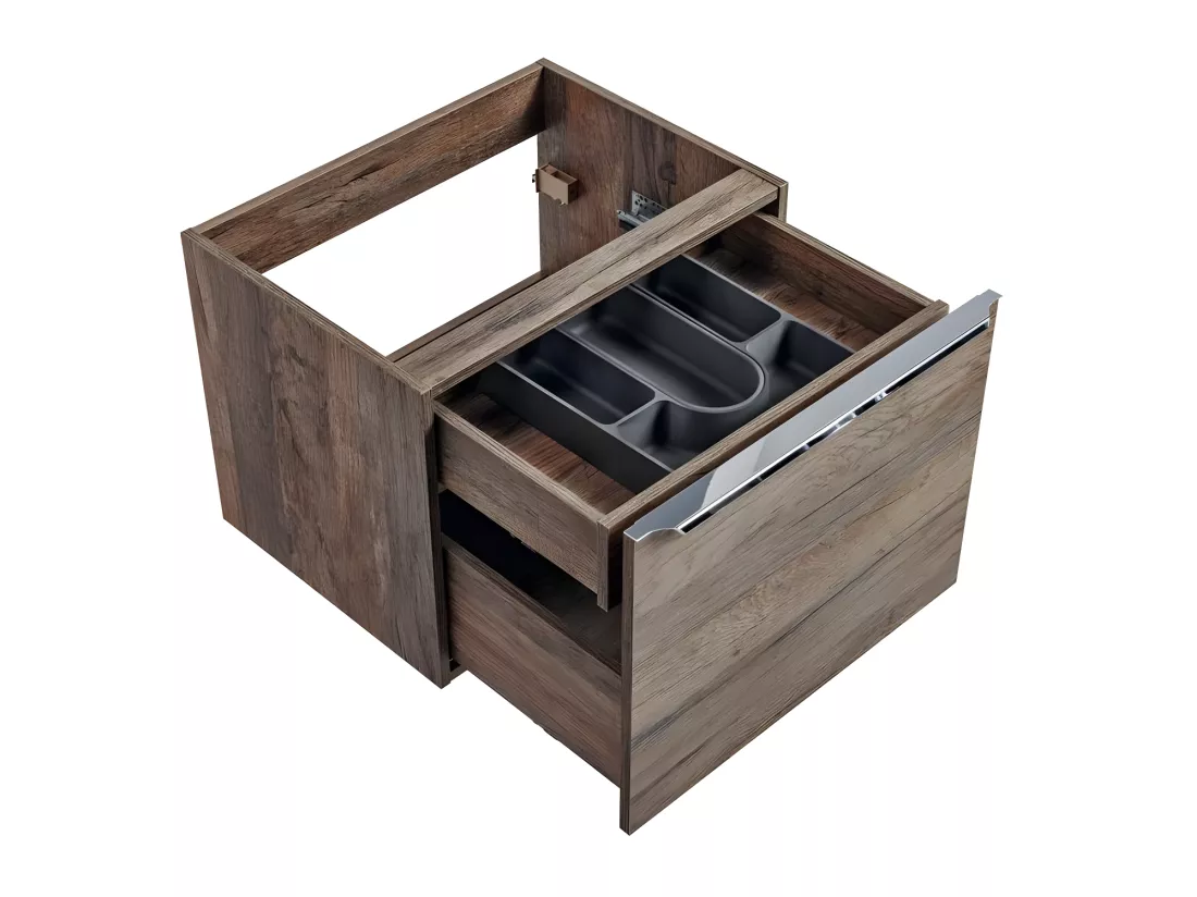 Meuble sous lavabo de salle de bain - Chêne Santa fe - L80-H46-P45,6 - KLAUS