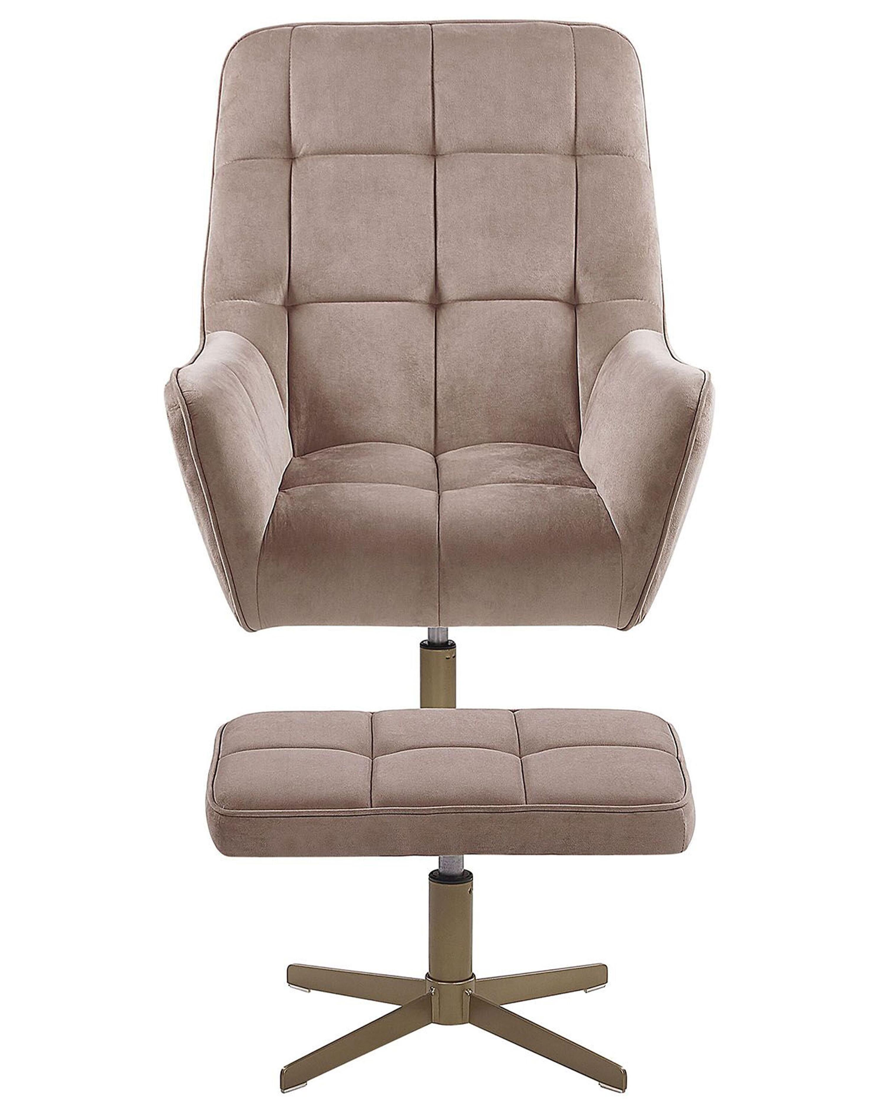Draaifauteuil MOLLE met voetenbank Fluweel Beige