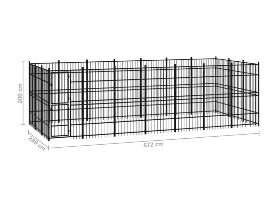 Chenil cage enclos pac noire 672 x 288 x 200 cm 02_0041813