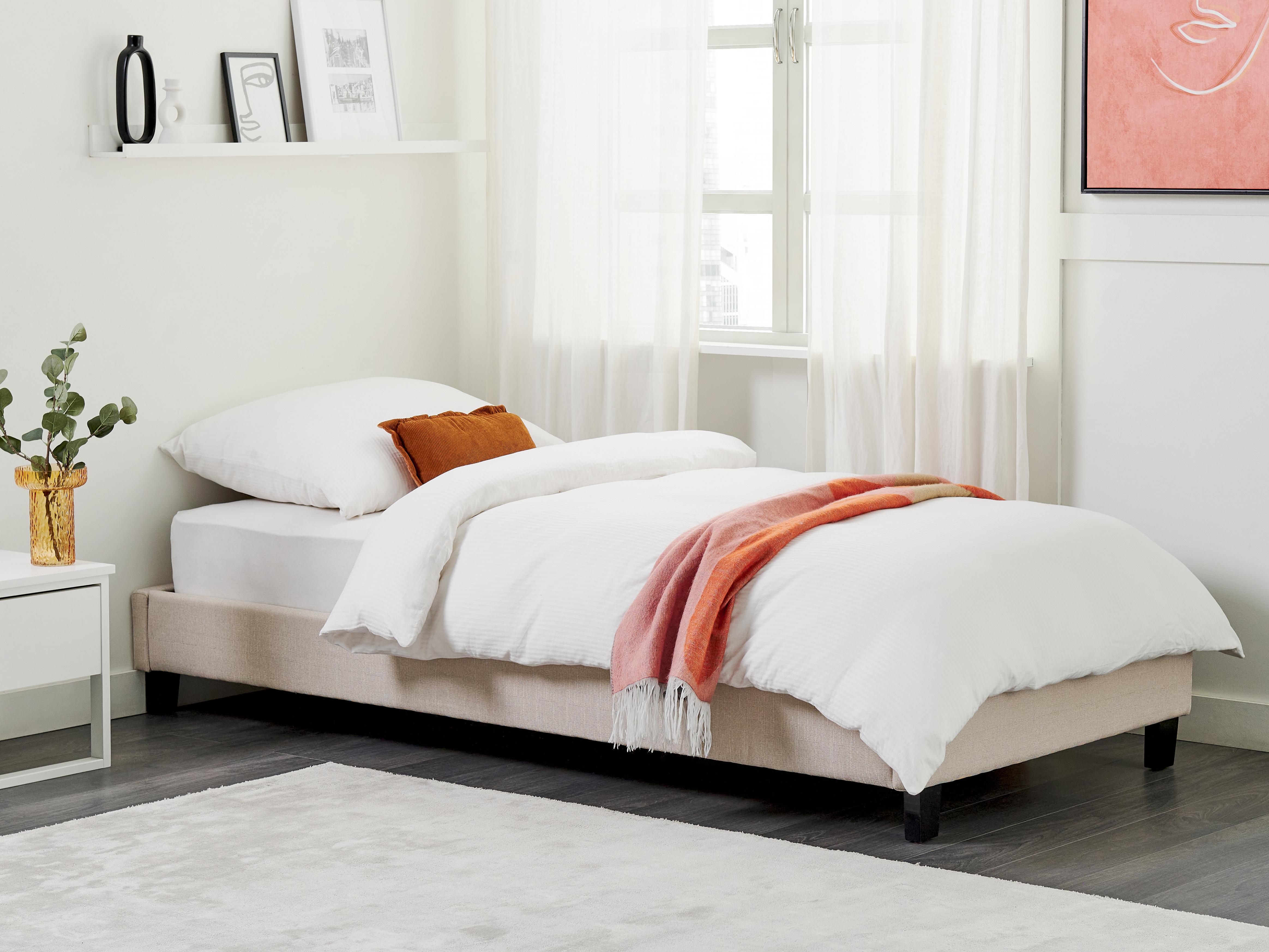 Bed zonder hoofdbord Stof ROANNE 90 x 200 cm Beige