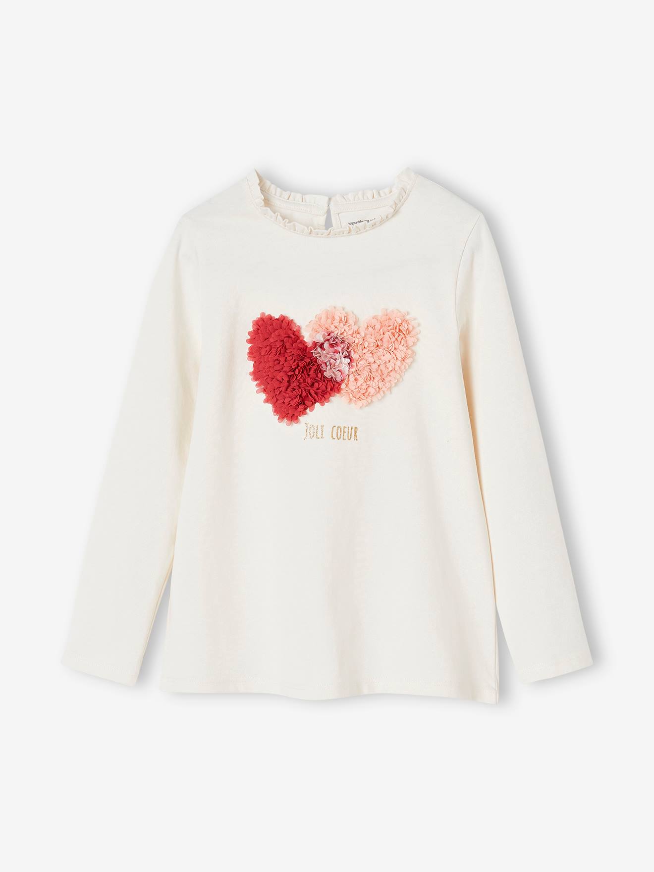 Camiseta com estampa de fantasia e detalhes de babados, certificação Oeko-Tex®, para meninas, cor amarelo curry.