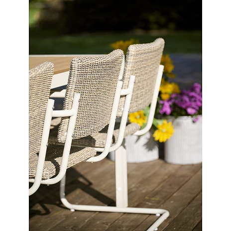 Carlton teak med 6 Pescara stole - Sandy grey