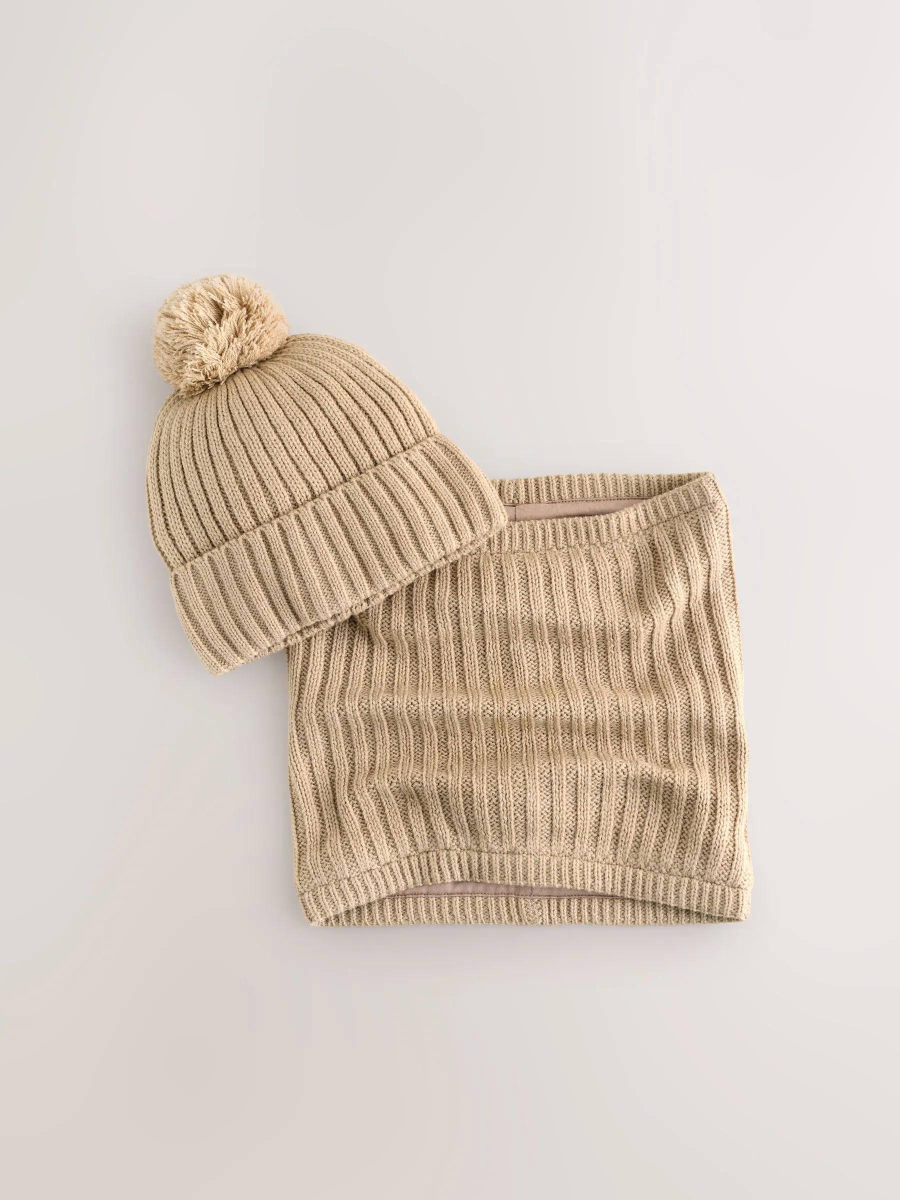 Neutraal - Pom Beanie Hat & Snood Set 2 Piece (1-16yrs)