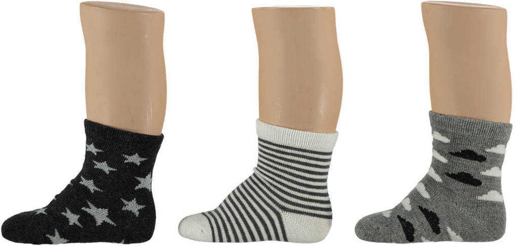 Apollo baby sokken - set van 6 zwart/wit/grijs