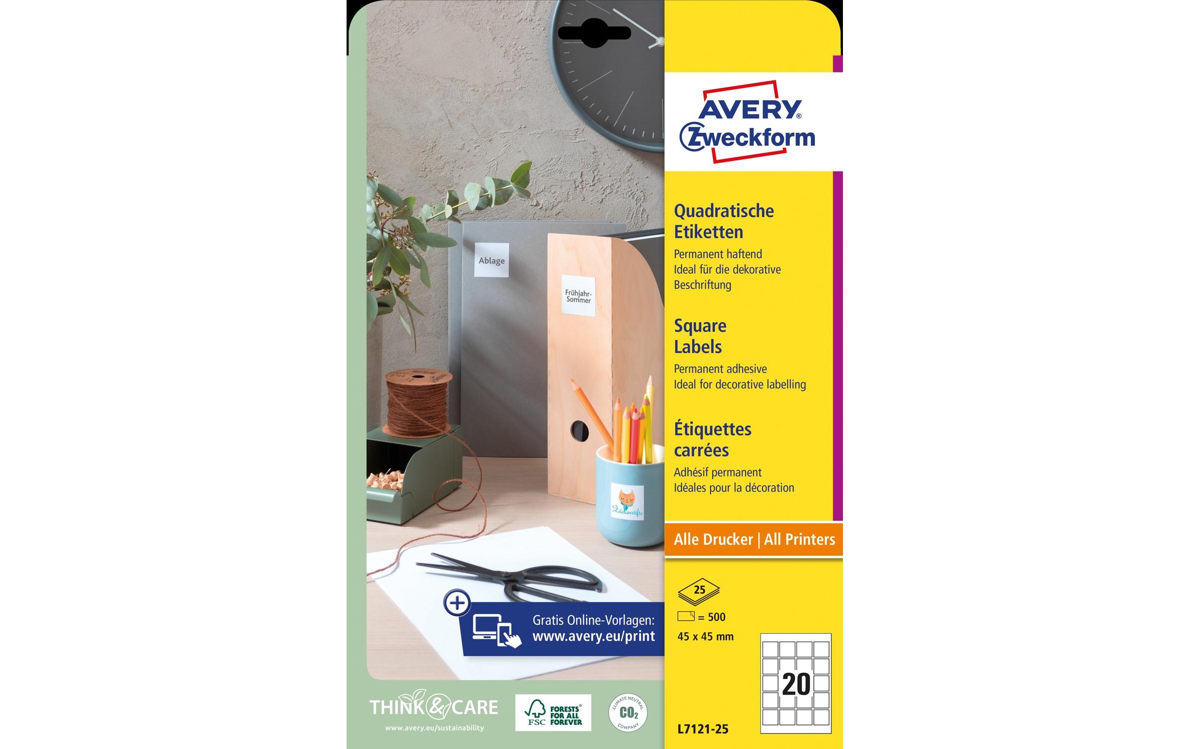 QR Code Etiketten 45 x 45 mm, 25 BlattQuadratische Etiketten