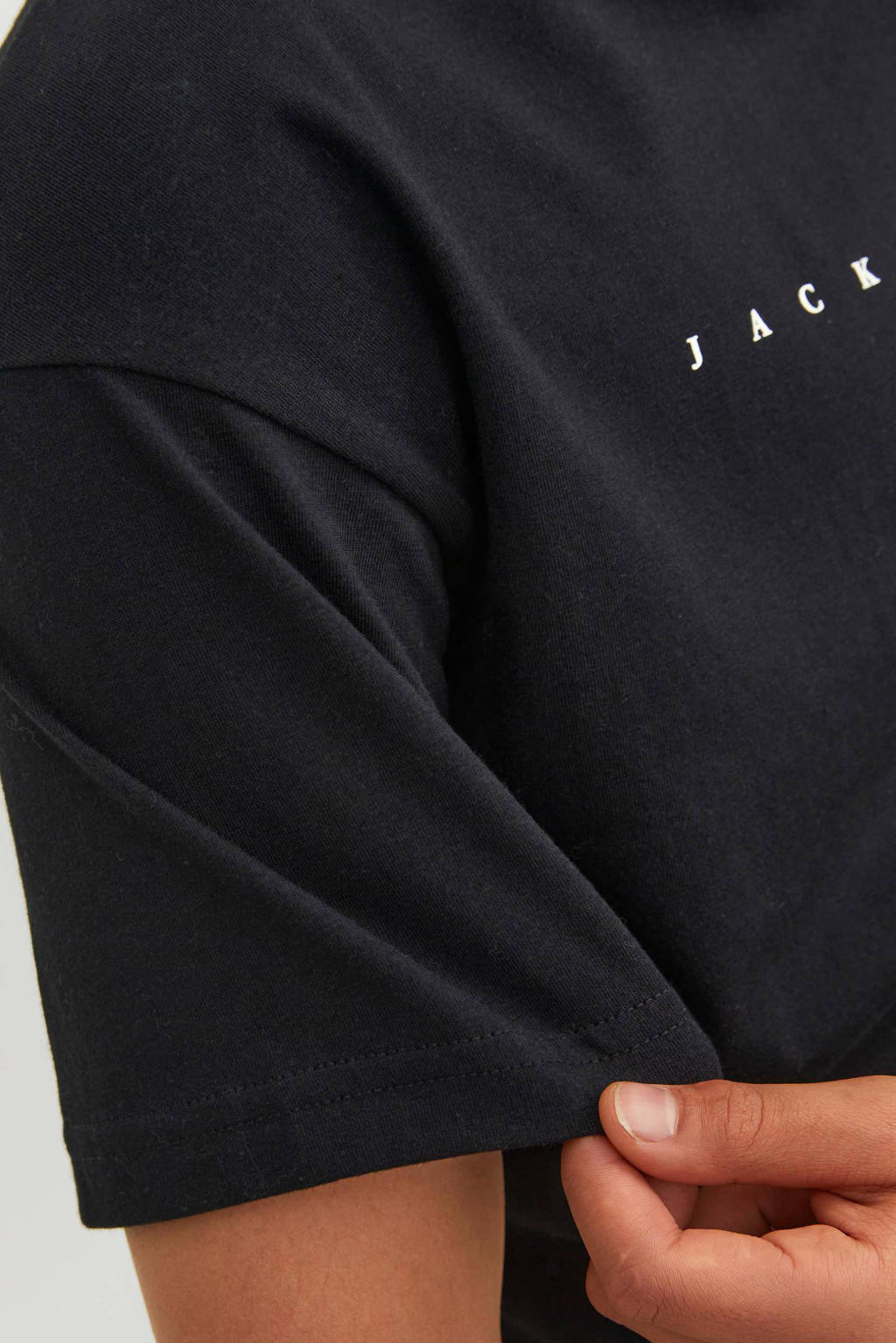 JACK & JONES T-shirt JJESTAR met logo zwart