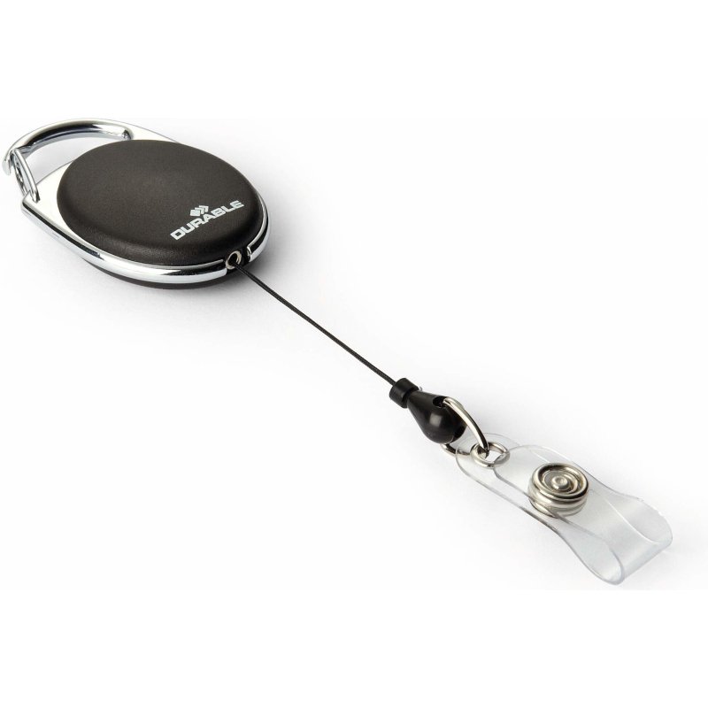 Porte-carte avec enrouleur 'STYLE', oval, blanc