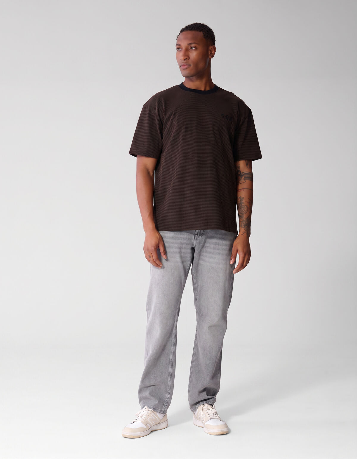 Honeycomb T-shirt Donkerbruin