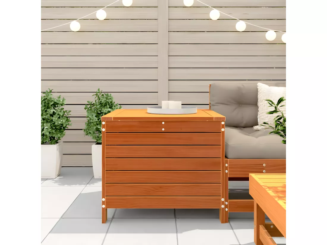 Repose-pied jardin cire marron 62x63,5x53,5 cm bois pin massif