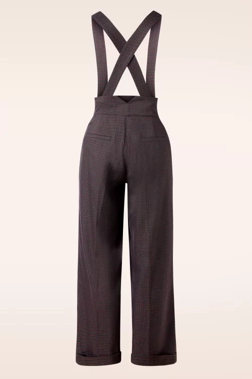 Banned Retro Jenny Check pantalon in navyblauw