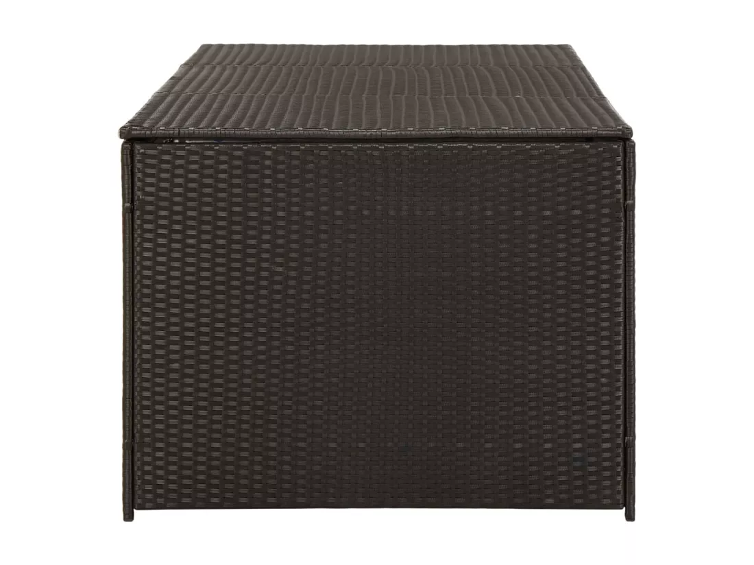Boîte de rangement de jardin résine tressée 180x90x70 cm marron