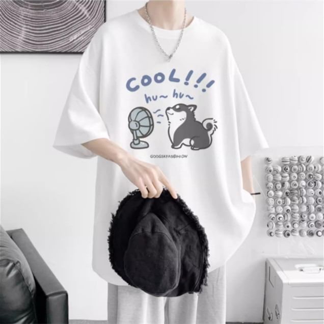 Bay Go Mall - T-shirt met korte mouwen en hondenprint