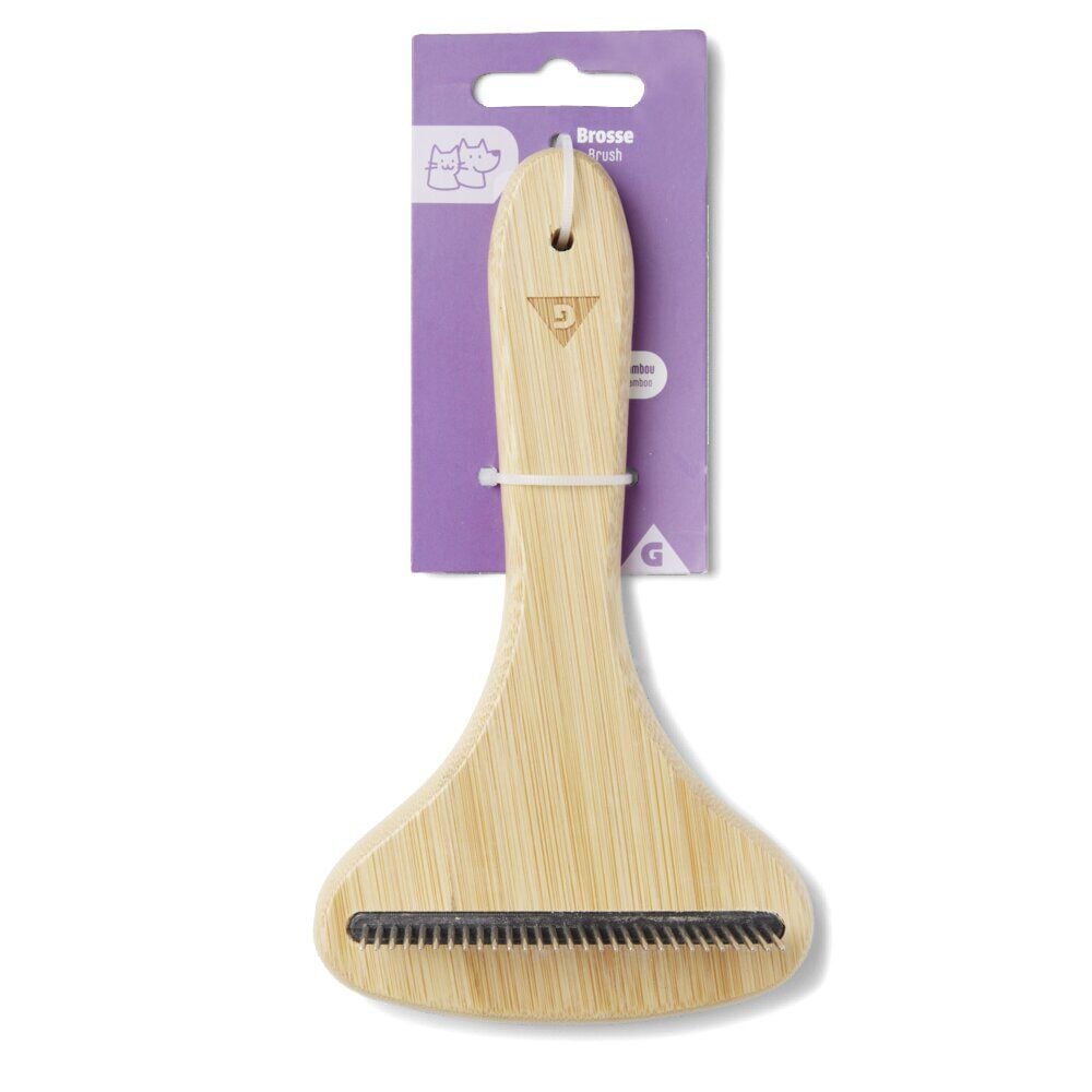 Brosse fine pour animaux en bambou et inox