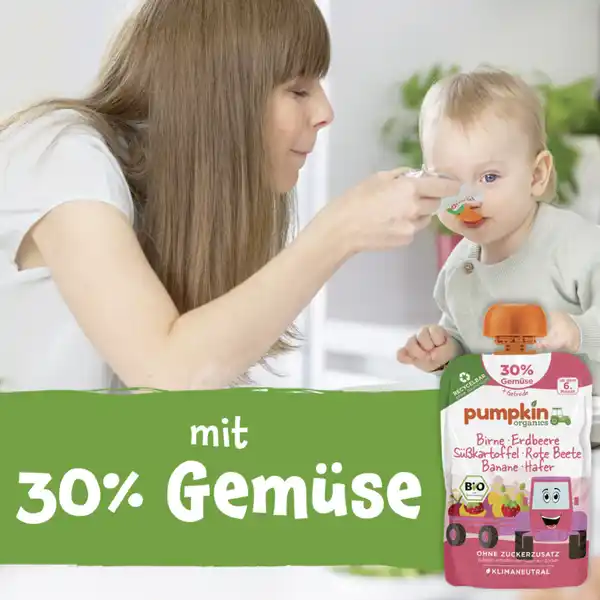 Bio Quetschie mit Birne, Erdbeere, Süßkartoffel, Rote Beete, Banane & Hafer