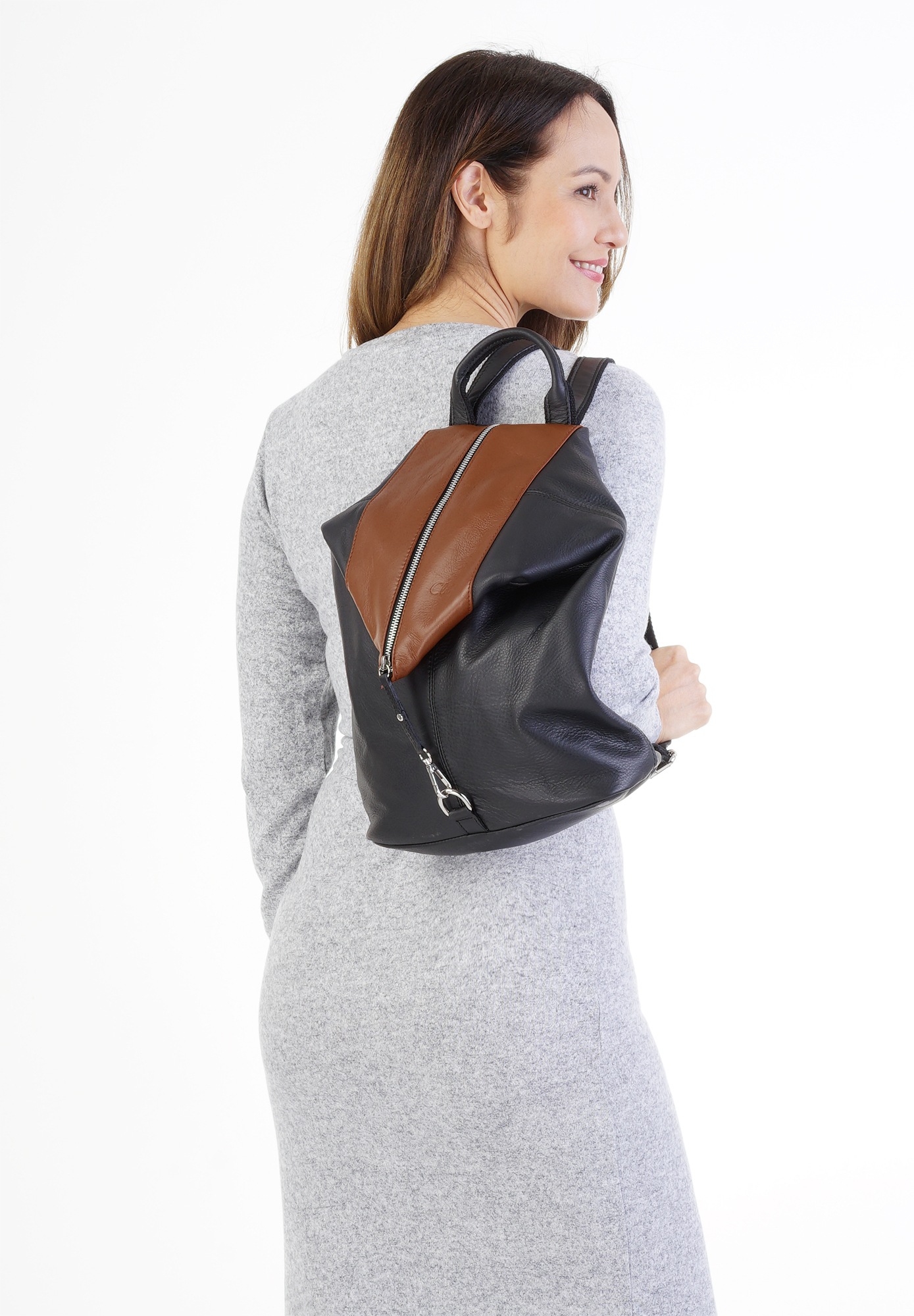 Cluty Cityrucksack echt Leder, Made in Italy