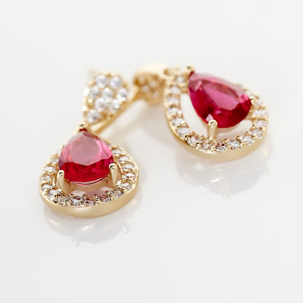 Boucles D'oreilles Pendantes Brigita Plaqué Or Pierre Et Oxyde