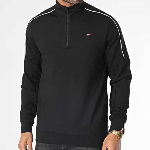 Sweat Col Zippé Piping 8949 Noir