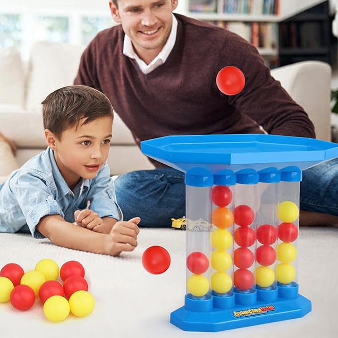 (26x24cm) Vier in einer Reihe Kinder Spiel Bouncing Ball Game Aufprall Strategiespiel inkl. Ping Pong Bälle - Bunt