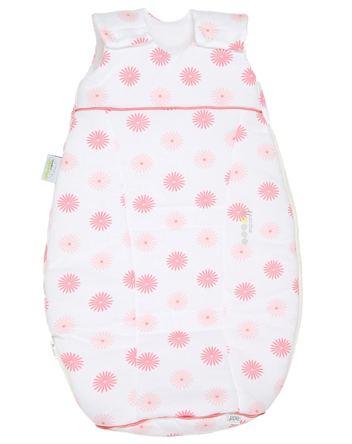 Jersey-Schlafsack BABY-NEST® AIRPOINTS® FLOWERS in weiß/hellkoralle