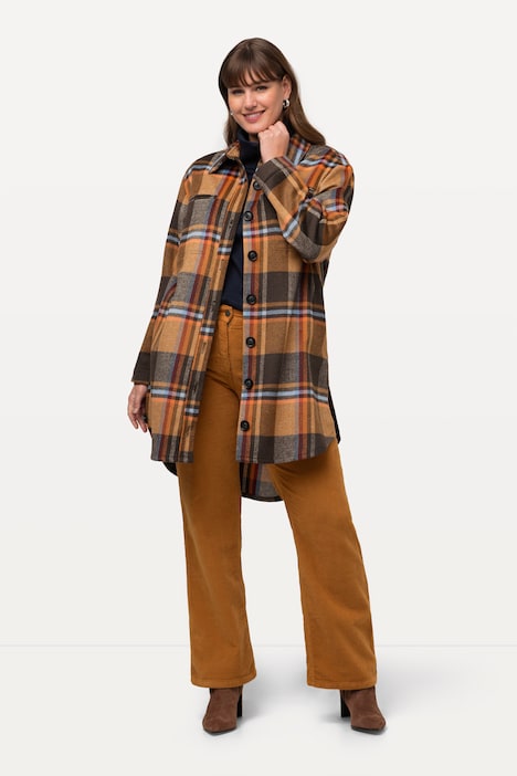 Overshirt, Flanell, Hemdkragen, Oversized, Langarm