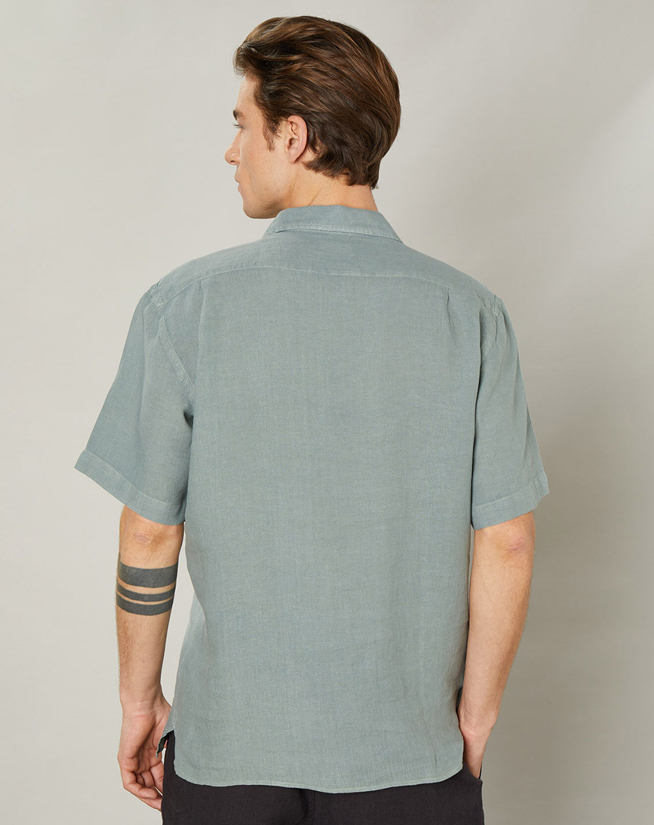 Hartford Chemise regular 100% Lin Palm Pat cactus