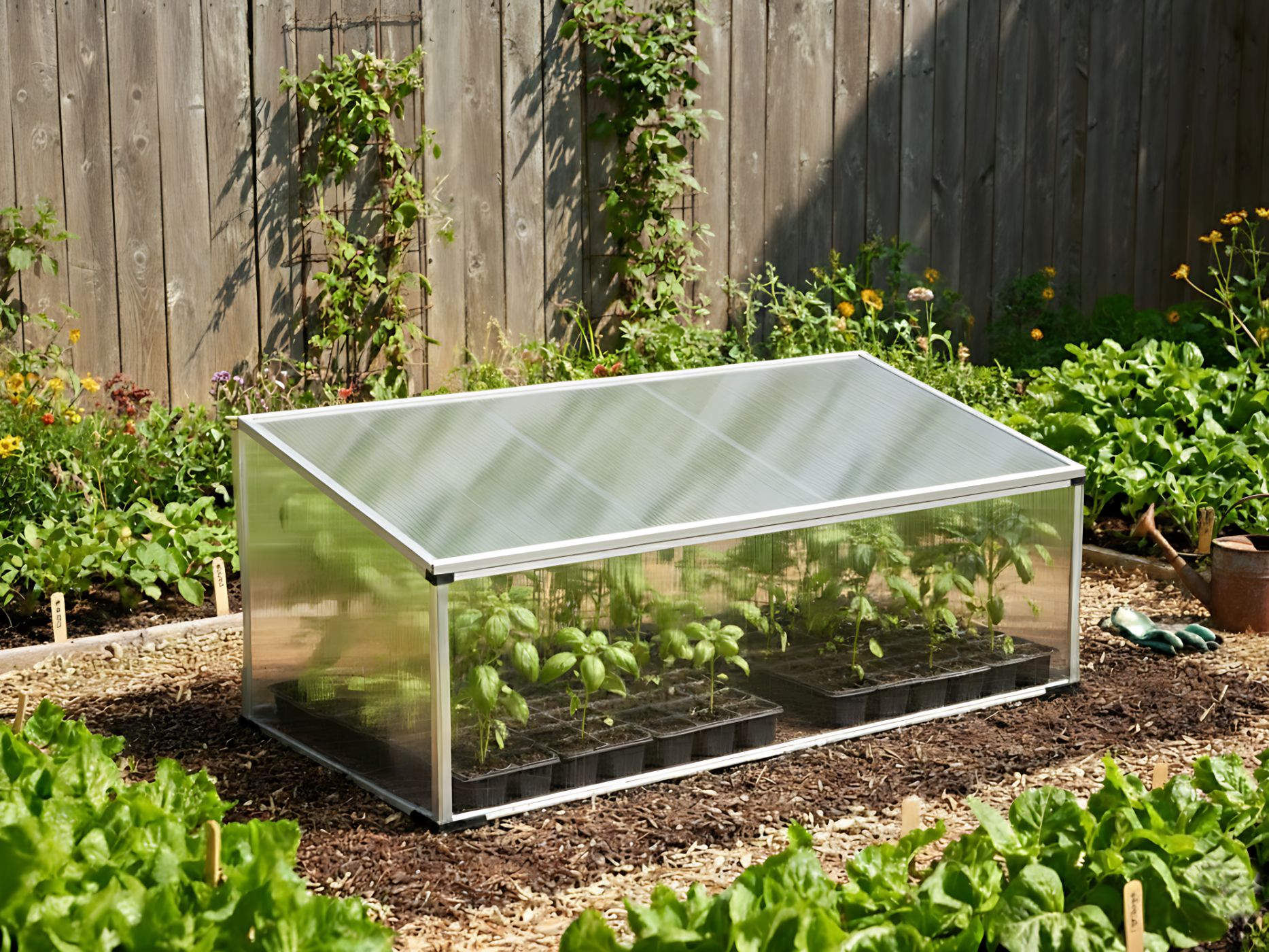 Beliani - CARFIZZI - Tuinkas - Zilver - 41 cm - Polycarbonaat